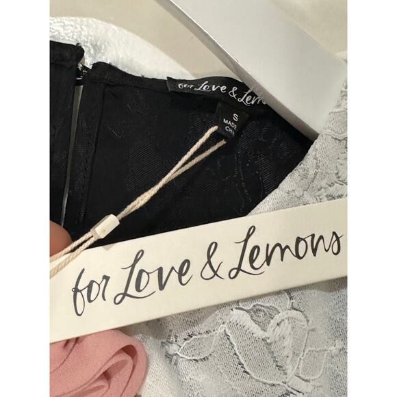 For Love & Lemons Yasmin Collared Floral Mini Dress Black White Size Small NWT - Picture 9 of 15